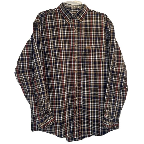 VTG Men’s Carhartt Plaid Button Up Long Sleeve Thick Work Shirt See Measurements - Picture 1 of 8